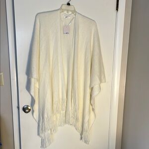 LC Lauren Conrad Cream Cape with Fringe NWT